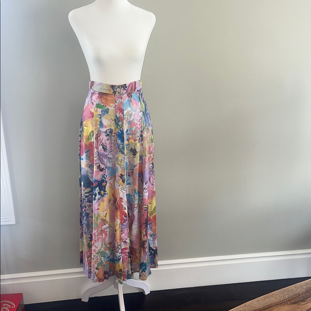 H&M Pink and Purple Maxi A-Line Skirt